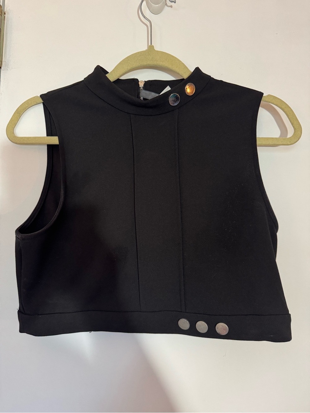 Goth Sleeveless High Neck Tank, with Silver Accent Buttons
